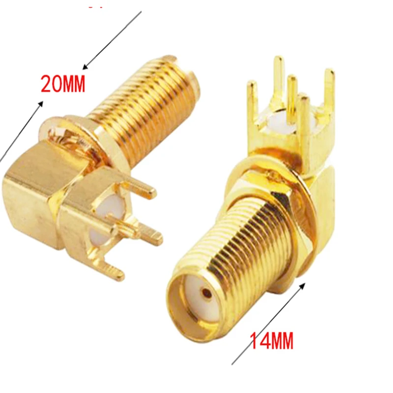 

100pcs 20mm SMA Female Jack Right Angle 90' PCB Board Panel Mount RF Coaxial Adapter Connector
