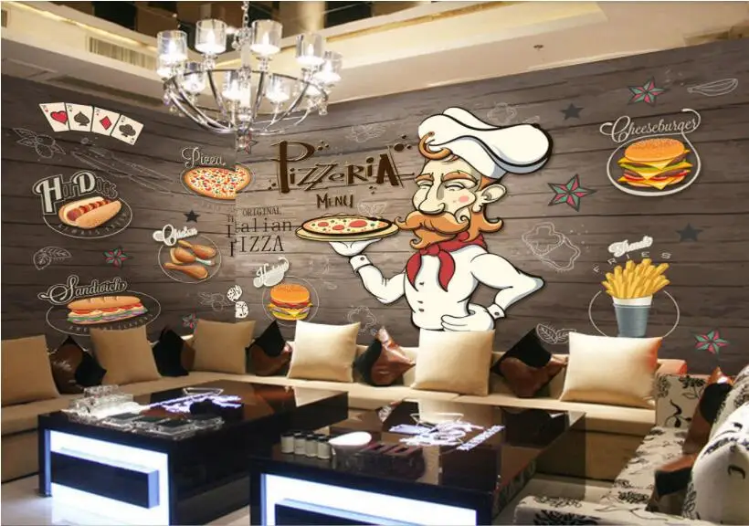 Beibehang скачать papel де parede 3D обои для стен 3d Ручная роспись деревянный Ресторан пиццы папье peint hudas beauty