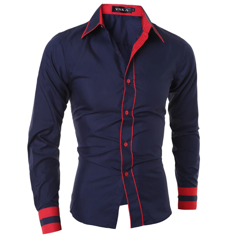 Men Shirt 2016 Fashion Brand Men'S Cuff Striped Long-Sleeved Shirt Male Camisa Masculina Casual Slim Chemise Homme XXL SJQWE