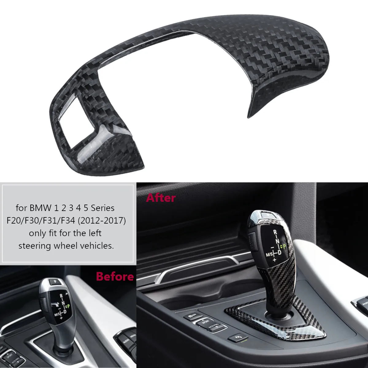 

Car Gear Shift Knob Cover Trim Handball Knob Carbon Fiber Decoration For BMW 1 2 3 Series 3GT 2012-2017 Car Styling Accessories