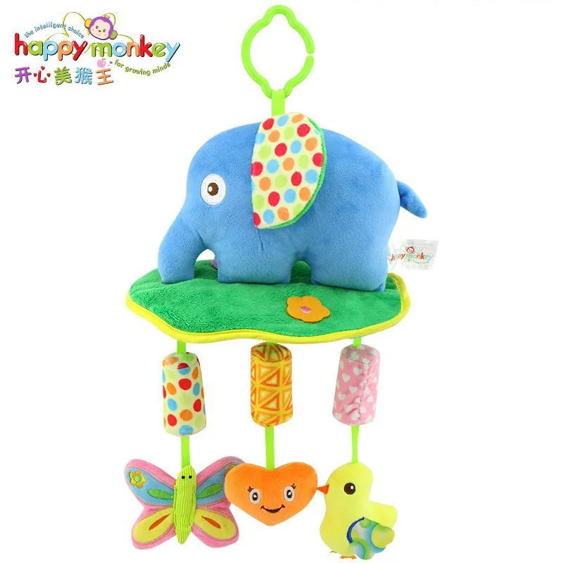 Happy Monkey Wind Chime возьмите с собой животных стилей детские кроватки коляска Мягкая Кровать Висячие колокольчики погремушки игрушки для детей подарок - Цвет: elephant