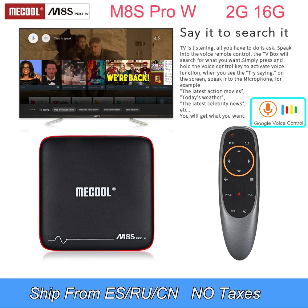 

MECOOL M8S PRO W ATV 2G 16G Smart Voice Control Android7.1 S905W set top tv box Support Europe IPTV 4K UHD Stalker Mag25x