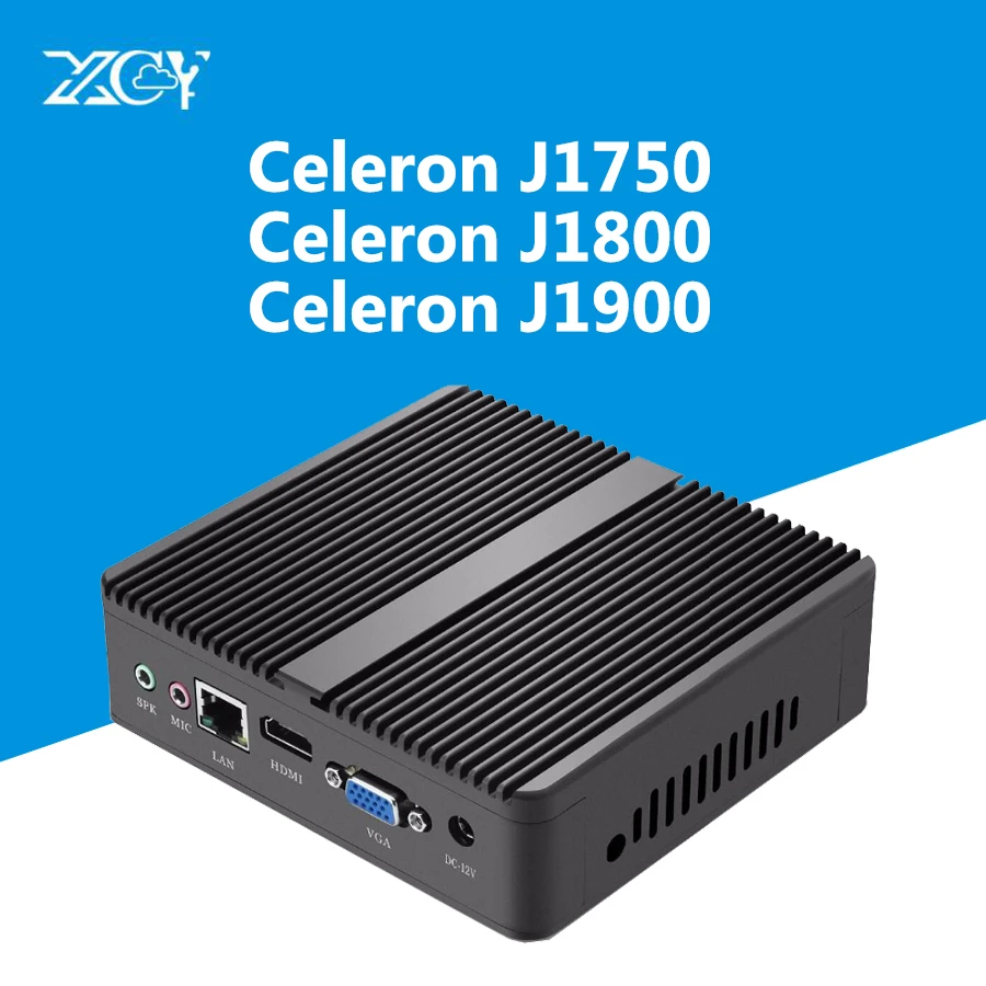 Мини настольный ПК Безвентиляторный Windows Intel Celeron J1900 J1800 HDMI 4G RAM 60 г SSD WiFi USB Gigabit Ethernet двойной жесткий диск компьютера