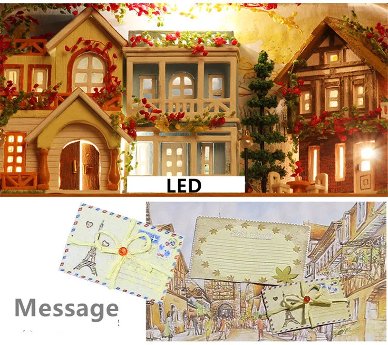 Mini Handmade Furniture Doll House DIY 3D Wooden Miniature Dollhouse Kids Friends Miniatures Educational Christmas Birthday Gift  (11)