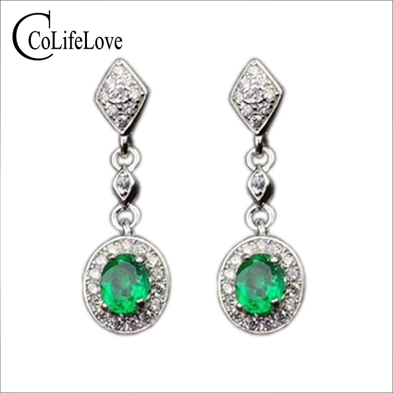 Elegant emerald drop earrings for wedding 4 mm * 5 mm natural emerald silver earrings solid 925 sterling silver emerald earrings Elegant emerald drop earrings for wedding 4 mm * 5 mm natural emerald silver earrings solid 925 sterling silver emerald earrings