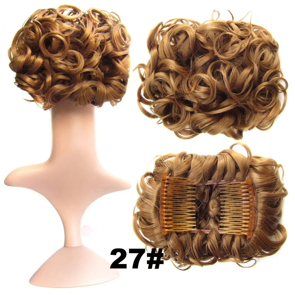 

synthetic wavy big hair bun New style Q8 Two plstic comb elastic net Chignon Ponytail Hairpieces 39 colors available,100g,1pc