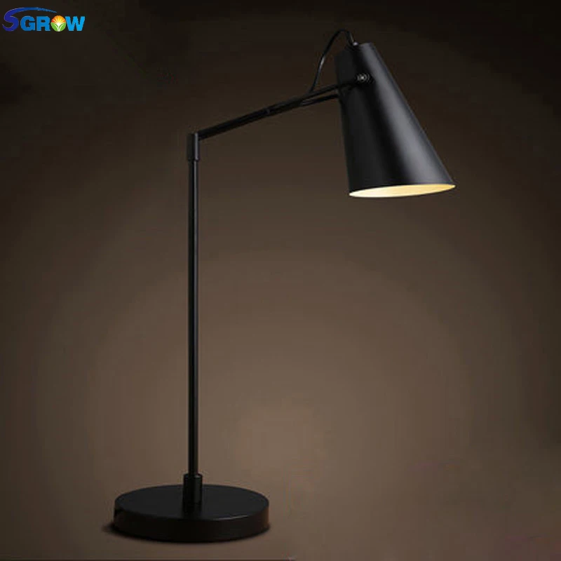 

SGROW Nordic Adjustable Iron Table Lamp for Bedroom Dinning Room Study Modern Eye Protection Desk Lights With E27 Bulb Led Lamps
