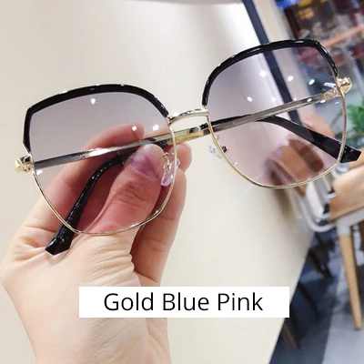 Ralferty Elegant Ladies Sunglasses New Oversized Women Sun Glasses Female Big Frame Shades lunette soleil femme Oculo M2340 - Цвет линз: Gold Blue Pink