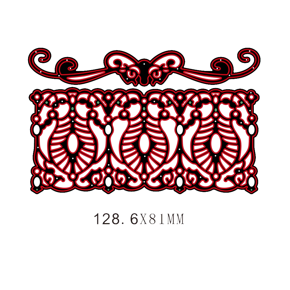

128.6*81MM Delicate Tendril Border Scrapbook Greeting Card Decal Lace Metal Cutting Dies Stencil Frame Embossing Template DIY