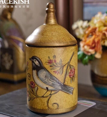 В стиле Мориса, пасторальный цветочный и птичий принт, керамический резервуар для хранения, Роскошный Ретро домашний декоративный горшок в богемном стиле - Цвет: Цвет: желтый