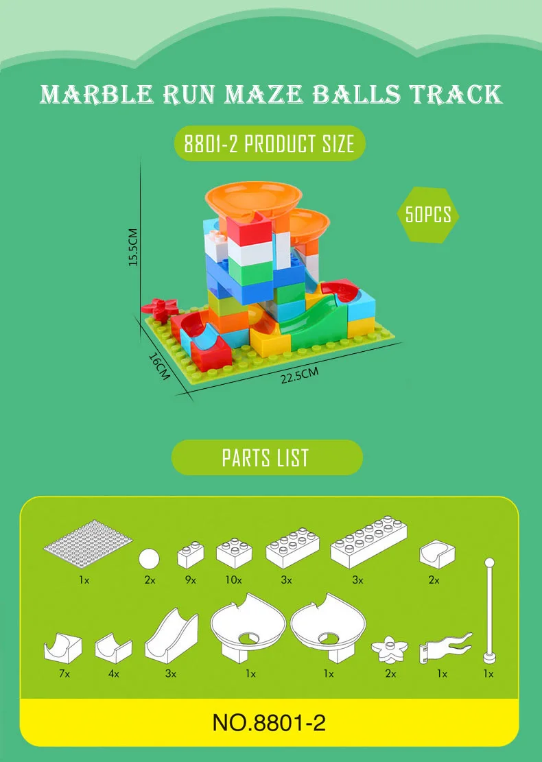 Мраморный трек Запуск шары лабиринты трек совместимый с Duplos строительные блоки DIY животных джунгли Воронка горка большие Кирпичи Детские игрушки