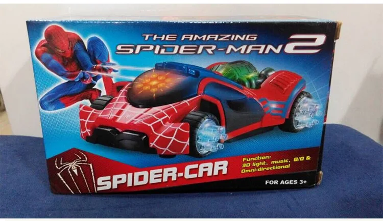  Super Power 3D light music flash electric universal spider-man car toy LED luminous sound Fighting 
