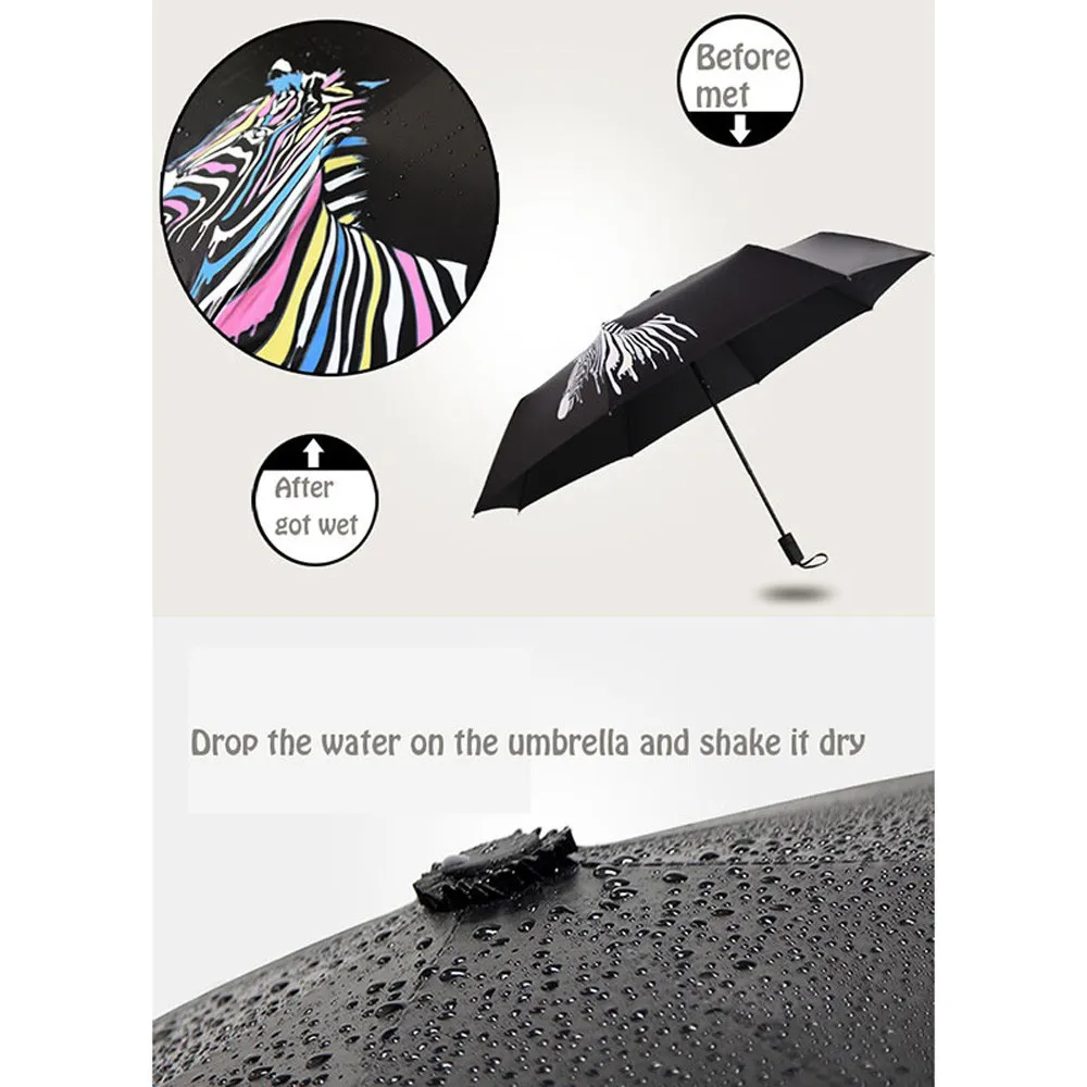 OCARDIAN Color Changing Folding Portable Umbrella Sunshade Zebra Parasol Rain Shade Anti-UV drop shipping B8 30