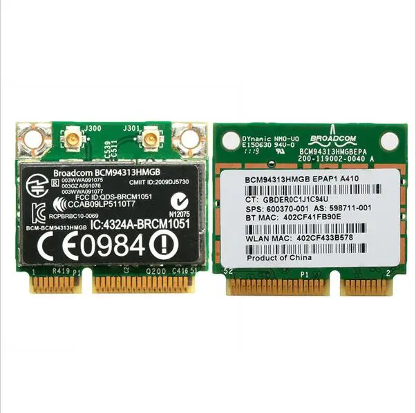 WLAN Card BCM94313HMGB for HP Pavilion dv7 6000 dv6 6000 802.11n WiFi +  Bluetooth 3.0 600370 001 Mini PCI E card|wlan card|mini pci-e cardwifi  bluetooth card - AliExpress