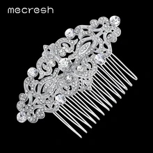 Mecresh европейский дизайн Цветочные Свадебные аксессуары для волос серебряный цвет кристалл свадебные гребень для волос вечерние украшения Рождественский подарок FS066