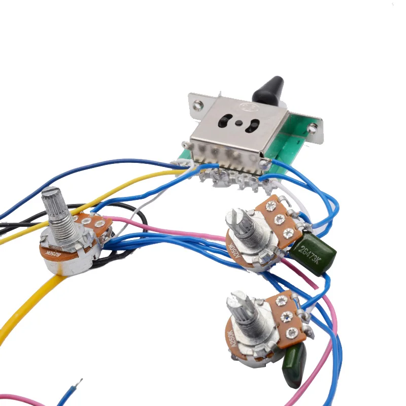 Электрический гитарный звукосниматель жгут проводов Prewired 5-позиционный переключатель 2T1V управления SSH пикап для ST электрогитара черно-белый