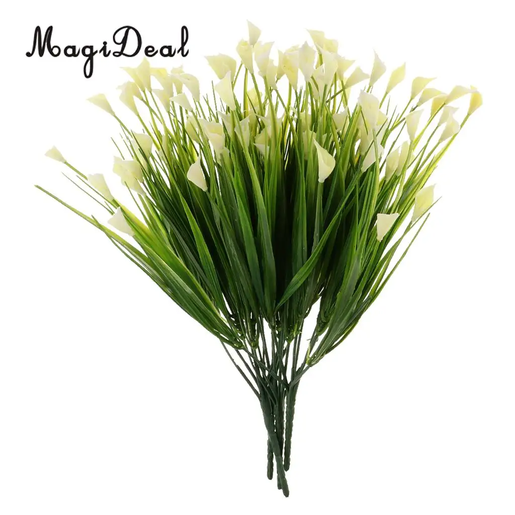 4pcs Artificial Shrubs Calla Lily Plastic Greenery Plants Flower Arrangement for Home Kitchen Dining Room Hanging Decor