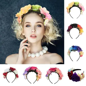 

New Women's Hawaiian Rose Flower Crown Garland For Party Day Of The Dead Headband Costume Rose Garland