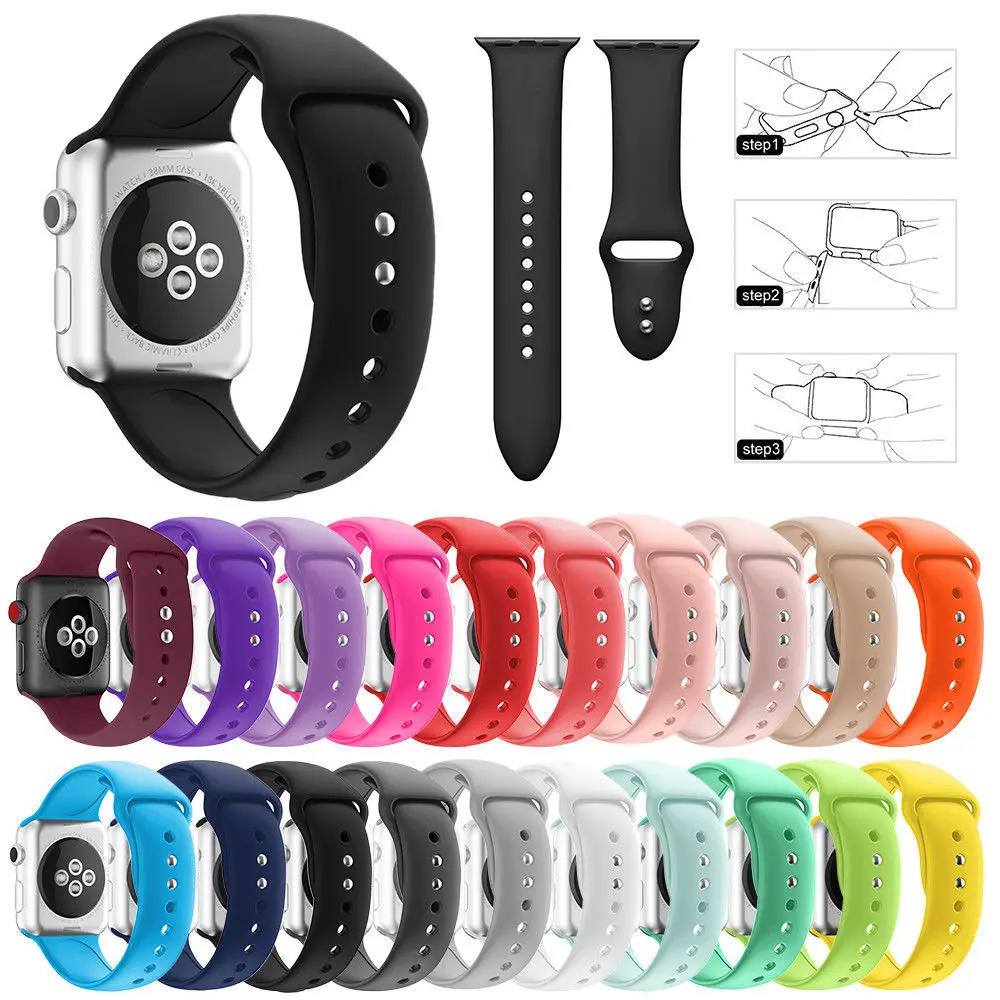 

Strap For Apple Watch 1/2/3/4 Series Silicone Replacement Double Buckle Wrist Bracelet Band Strap for IOS Smartwatch For iWatch