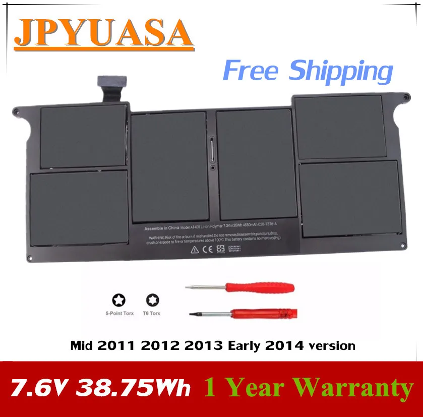 JPYUASA 7 6 V 38.75Wh A1406 A1495 аккумулятор для APPLE Macbook Air 11 &quotдюймов A1465 Mid 2012 2013 раннее 2014 A1370