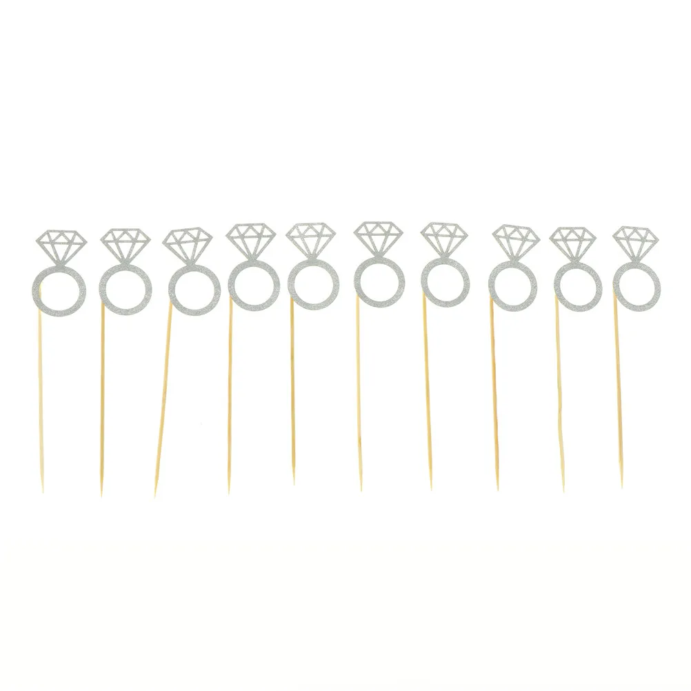 

10 Piece Paper Silver Diamond Ring Cupcake Toppers Wrapper Wedding Party Table Decoration Engagement Cake Supplies