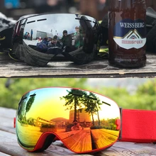 Зимние мужские и женские спортивные противотуманные лыжные очки, очки для сноуборда, очки для катания на лыжах, защитные очки для снегохода, Снежная маска