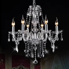 Ecolight Led Crystal Chandelier Light 6 Lights Transparent K9 Crystal Metal Chrome Chandeliers for Dinning Room