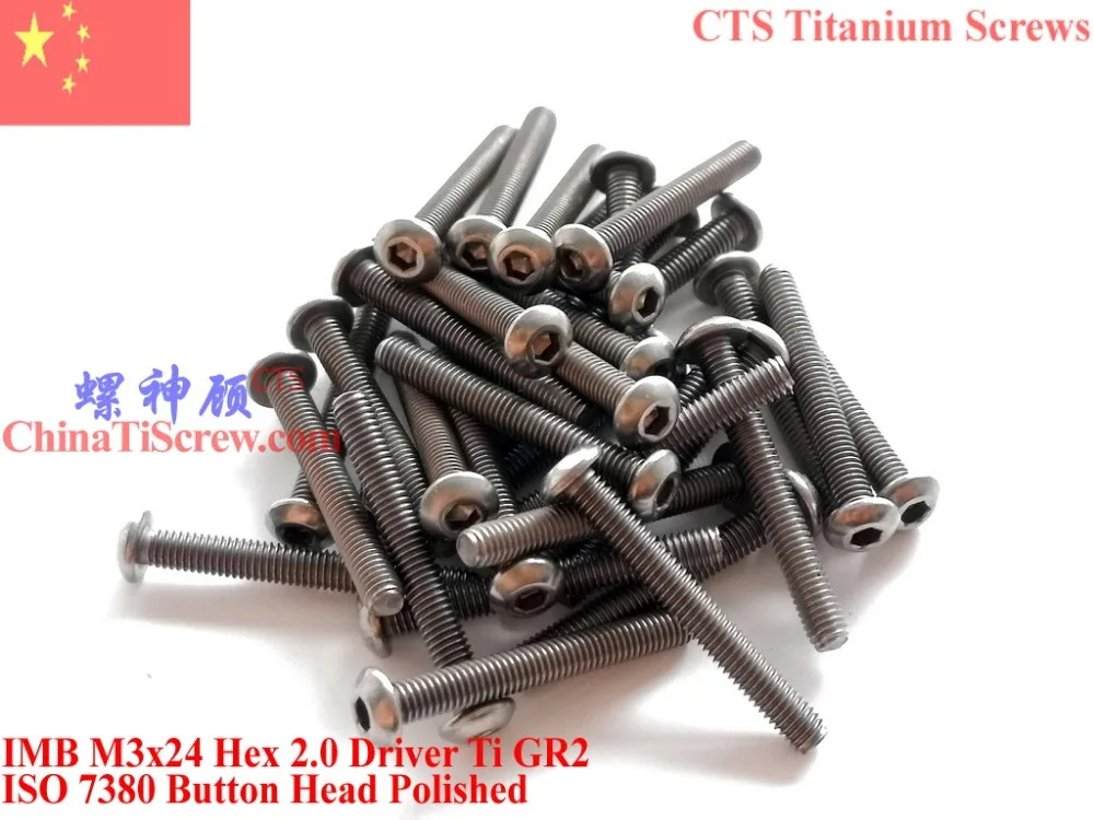 

Titanium screw M3x24 ISO 7380 Button Head Hex 2.0 Driver Ti GR2 Polished 50 pcs