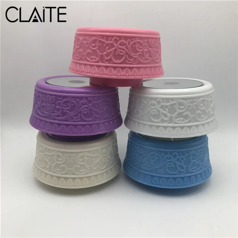 

CLAITE 4 LED Colorful Luminous Base Light Rotating Crystal Display Base Stand Holder with Music for Cocktail Crystal