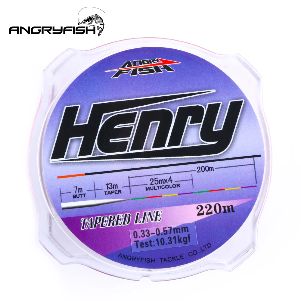 Angryfish novo esporte linha de pesca linha de náilon afilado 220m henry série popular forte linha de força