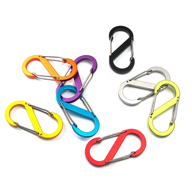 5 pcs/lot Small S-shaped 8 Shaped Type Buckle Double Gated Locking Carabiner Key Ring Keychain Clip Hook Snap Spring Outdoor