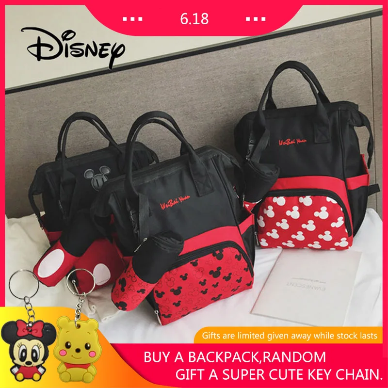 

Disney Mickey Mouse Women Backpack Cute Cartoon Minnie Large Capacity Girl Bag Fashion Travel Mummy Package Birthday Gifts