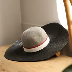 Большой полями Лето женская соломенная шляпа широкий с полями, солнце шляпа японский Стиль 100% Бумага Панамы дамы праздник Путешествия