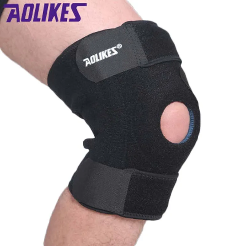 1 Pcs Cycling Knee Pad 4 Springs Support 3 Straps Fixed Fitness Gym