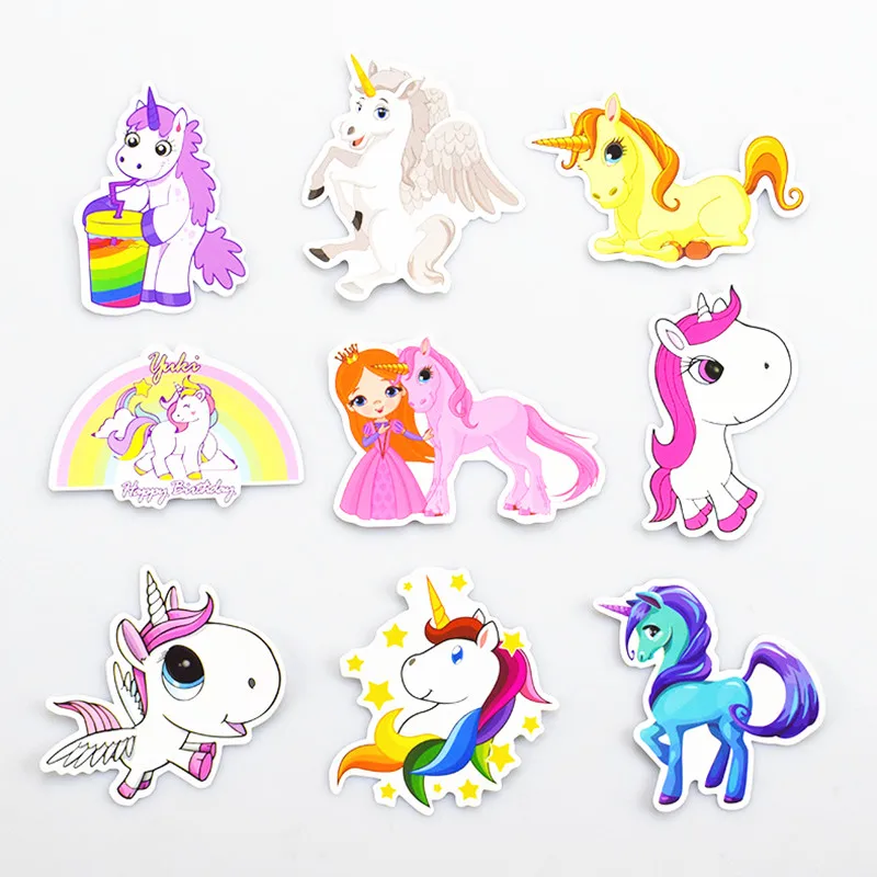 30 шт. наклейки Unicornio Единорог украшения на день рождения Детские DIY блокнот Чемодан детский душ подарок DIY украшения принадлежности