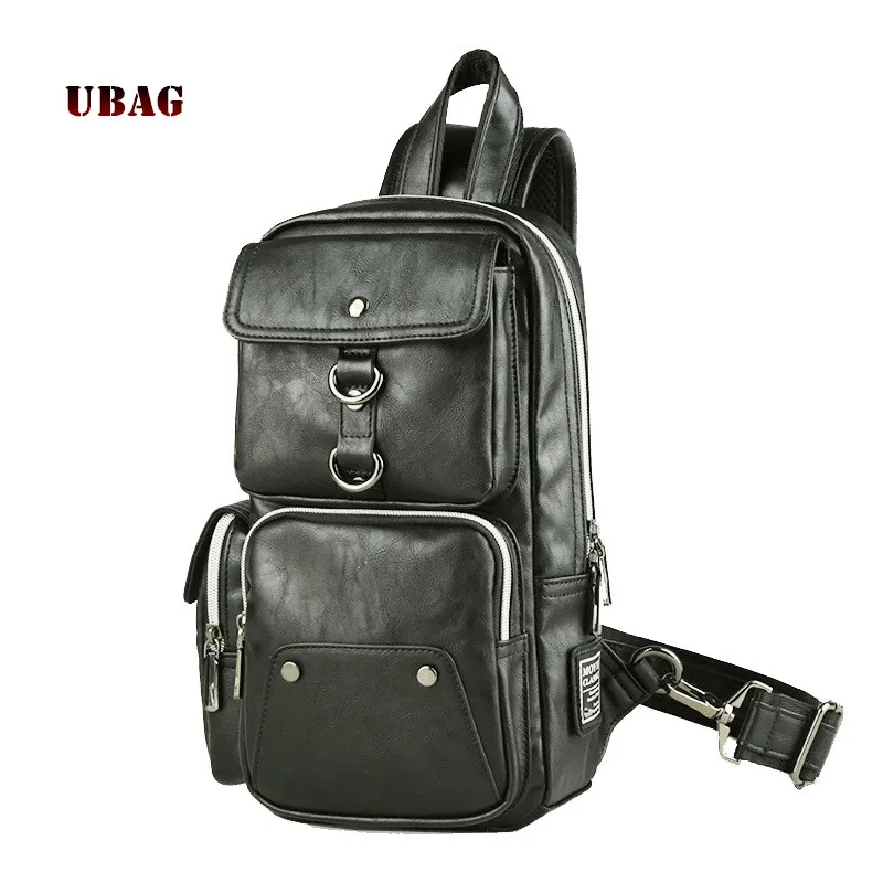 

2018 Fashion Genuine Leather men leather bags Multi layer space Packs Male Messenger chest bags Crossbody casual shoulder bags