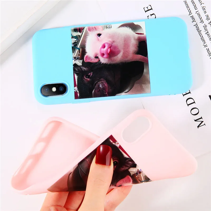 Moskado Cartoon Animal Phone Case For iPhone XR XS Max X 8 7 6 6S Plus 5 5S SE XS Cute Pig Giraffe Soft TPU Silicone Back Cover