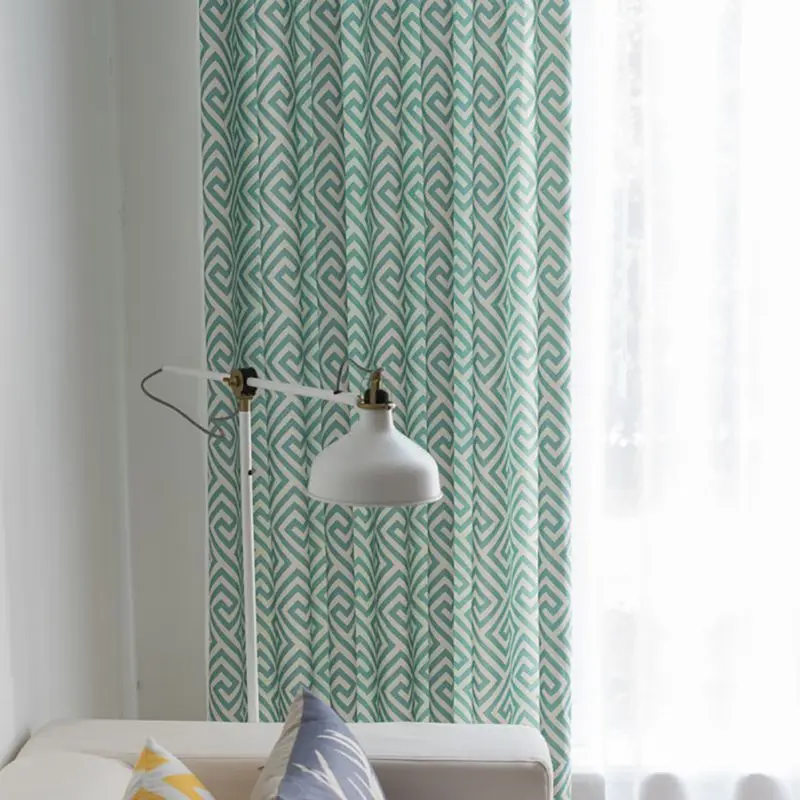 

100*280cm Soft Maze Print Line Cotton Blinds Shading Window Curtains Black Out Red Curtain For Living Room