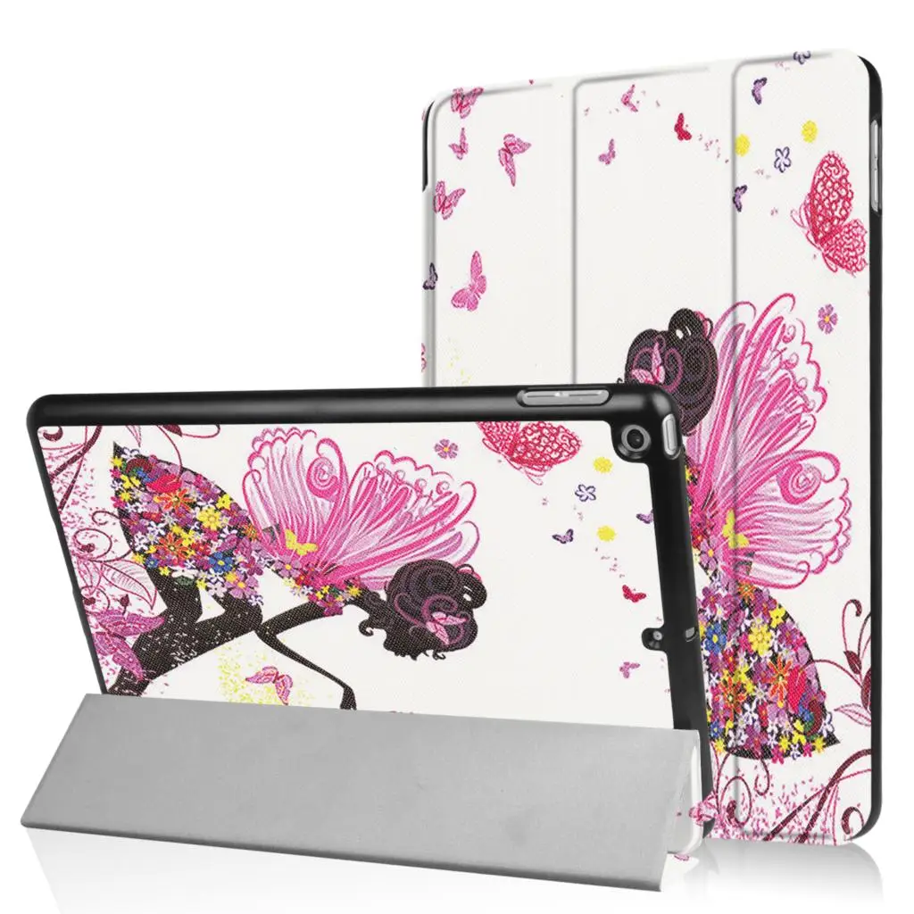 

For iPad 9.7 (2018) 9.7 (2017) Painting Butterfly Fairy Pattern Horizontal Flip Leather Case with Three-folding Holder