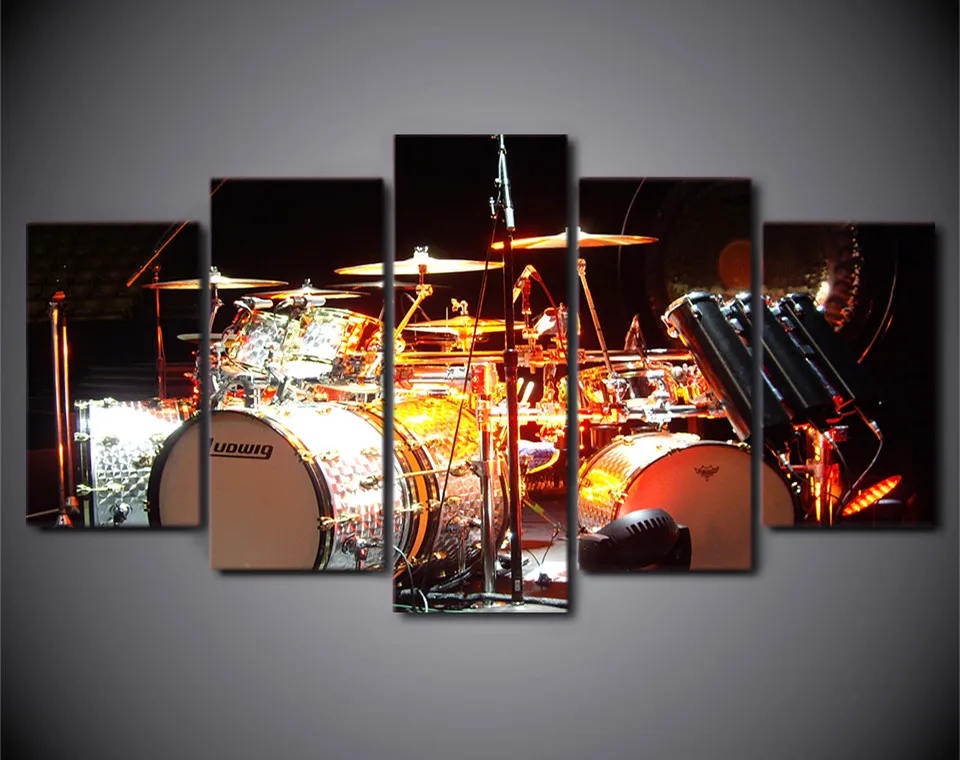 

5 Piece Wall Art Canvas Painting Music Drums Kit HD Printed Home Decor Canvas Picture Art For Living Room Prints Posters