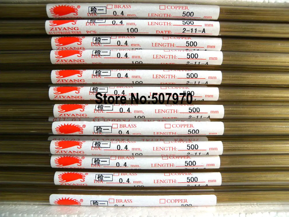 

Ziyang Brass Electrode Tube OD0.4*500mm Single Hole for EDM Drilling Machine