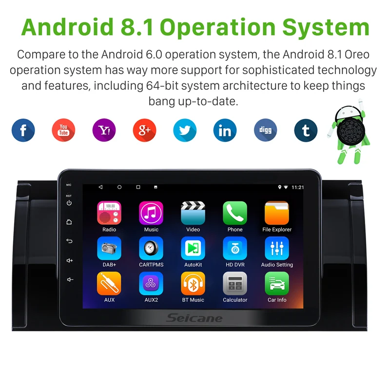 Seicane 8 ядерный Android 1 дюймов Автомобильный GPS радио плеер для BMW X5 E53 2000 2001 2007