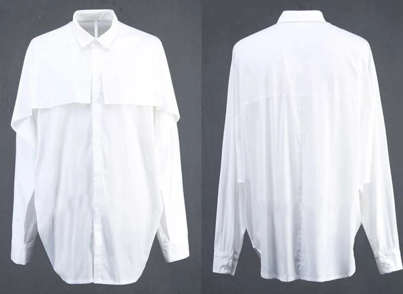 Негабаритных ретро человек рубашка Готический хип-хоп Винтаж Свободная рубашка для мужчин японский уличная Панк Rave s одежда Большие