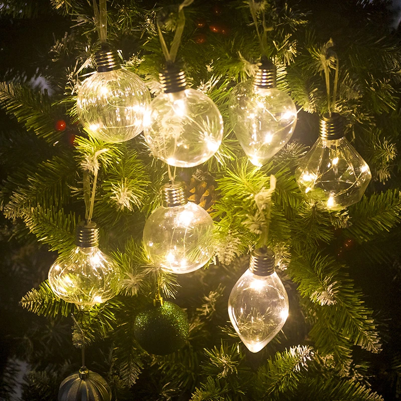 Рождественские украшения, имитация лампы, гирлянда для рождественской ёлки, кулон в форме животных, нить, Рождественский шар, висящий на рождественской елке