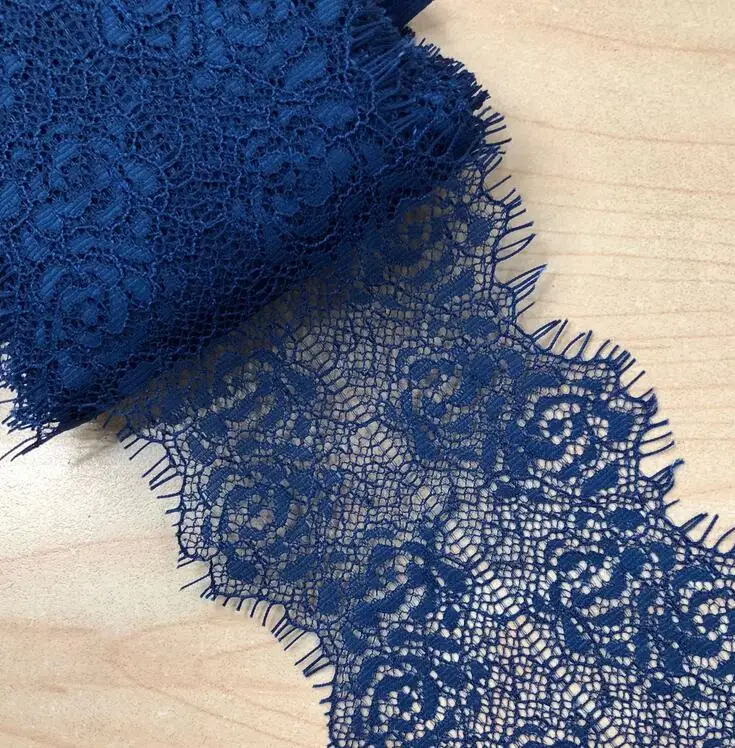 2 шт 1,5 метров 9 см ширина многоцветная нейлоновая кружевная отделка ресниц мягкий цветок ремесло шитье DIY кружевная ткань для платья сделать украшение - Цвет: Navy Blue