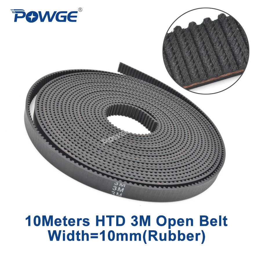 

10Meters HTD 3M timing belt width 10mm Neoprene Rubber with Fiberglass core HTD3M Belt 3M-10 open ended belt Laser Engraving CNC