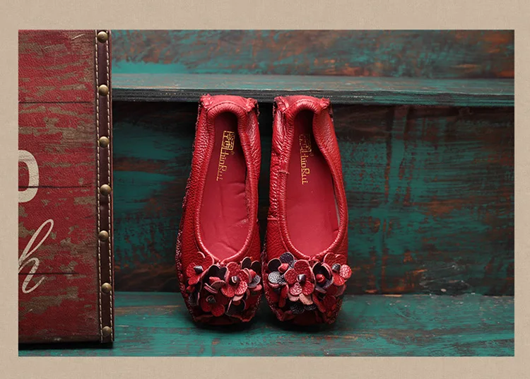 Женская обувь в стиле ретро; мокасины на плоской подошве; обувь ручной работы; женские лоферы; повседневная обувь из натуральной кожи; женские мокасины без застежки