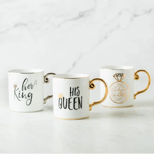 Luxury Gold King And Queen Diamond Porcelain Coffee Mug Tea Milk Luxury Gold King And Queen Diamond Porcelain Coffee Mug Tea Milk Ceramic Cupugs Wedding