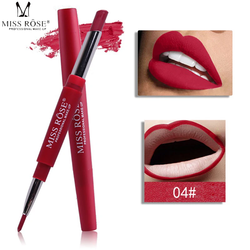 

2 in 1 Matte Lipstick Make up Lip Gloss Lip Line Waterproof Long Lasting Pigment Velvet Lipstick