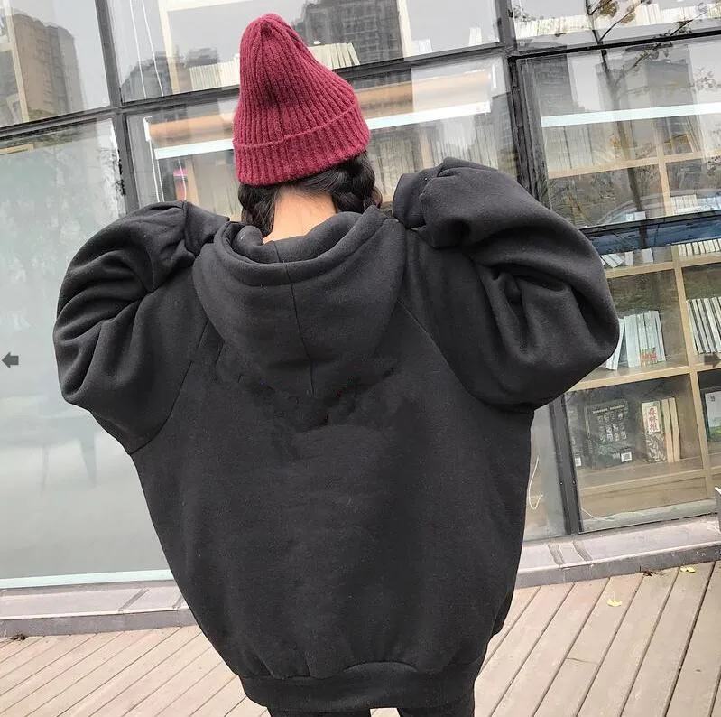 المتناثرة نمط الخريف والشتاء مقنعين طالب فضفاض هوديس ، بلوزات